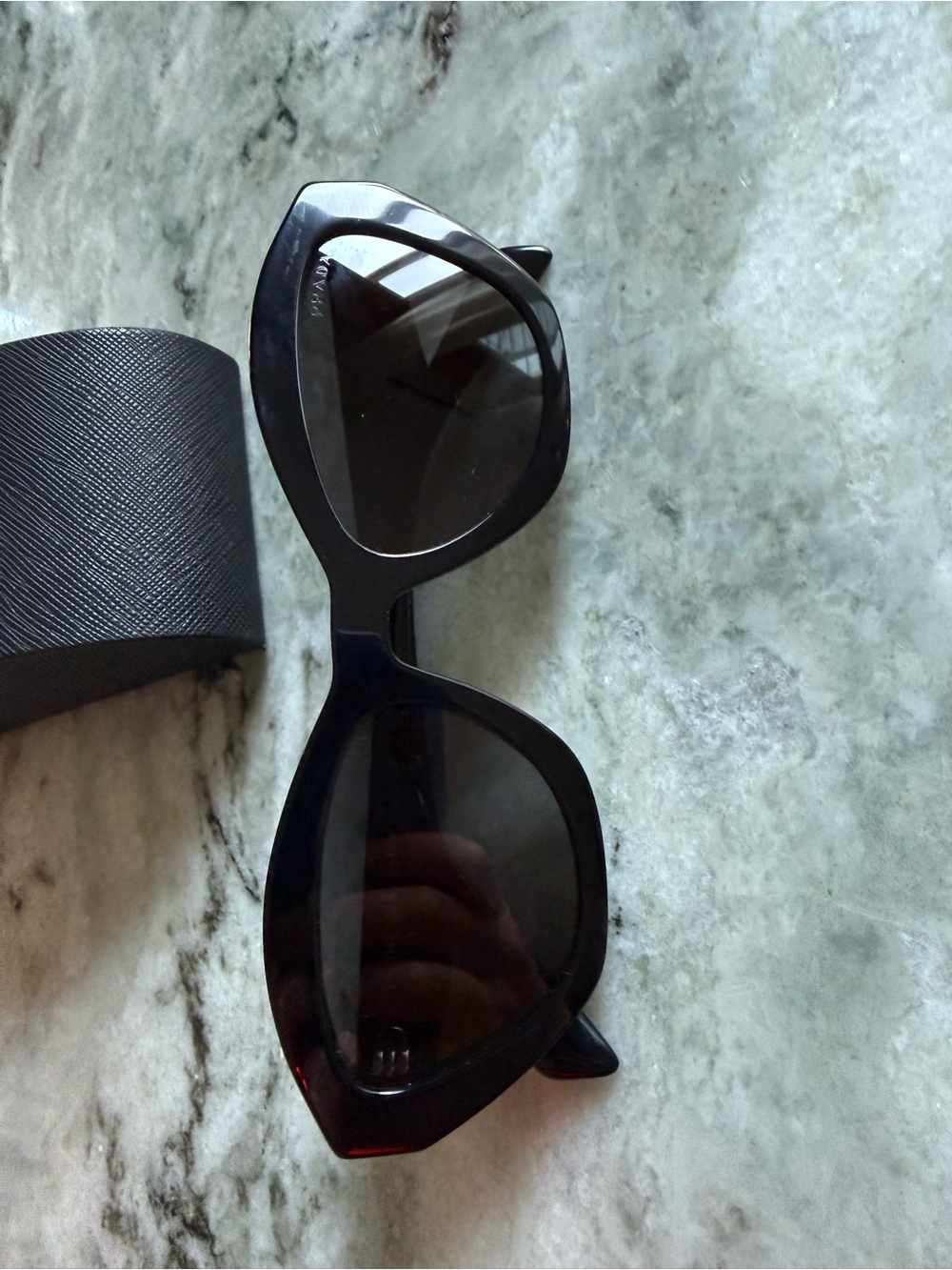 Prada Black Cat-Eye Sunglasses with Dark Lenses PR A02S - Picture 3 of 5